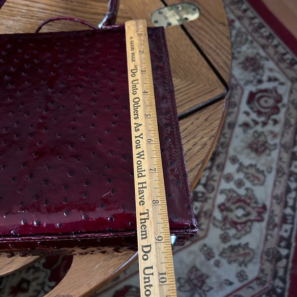 Vintage Burgundy Ostrich Leather Handbag - Picture 8 of 15